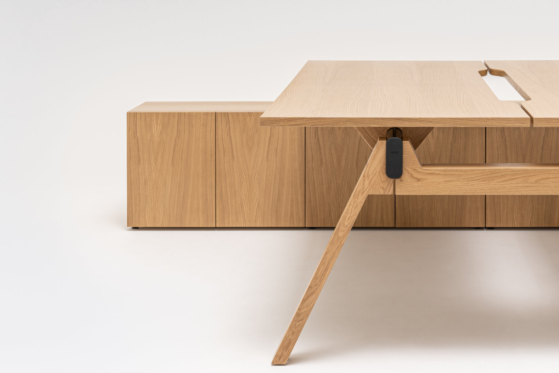 Viga Table System with multiple workstations in a collaborative office environment