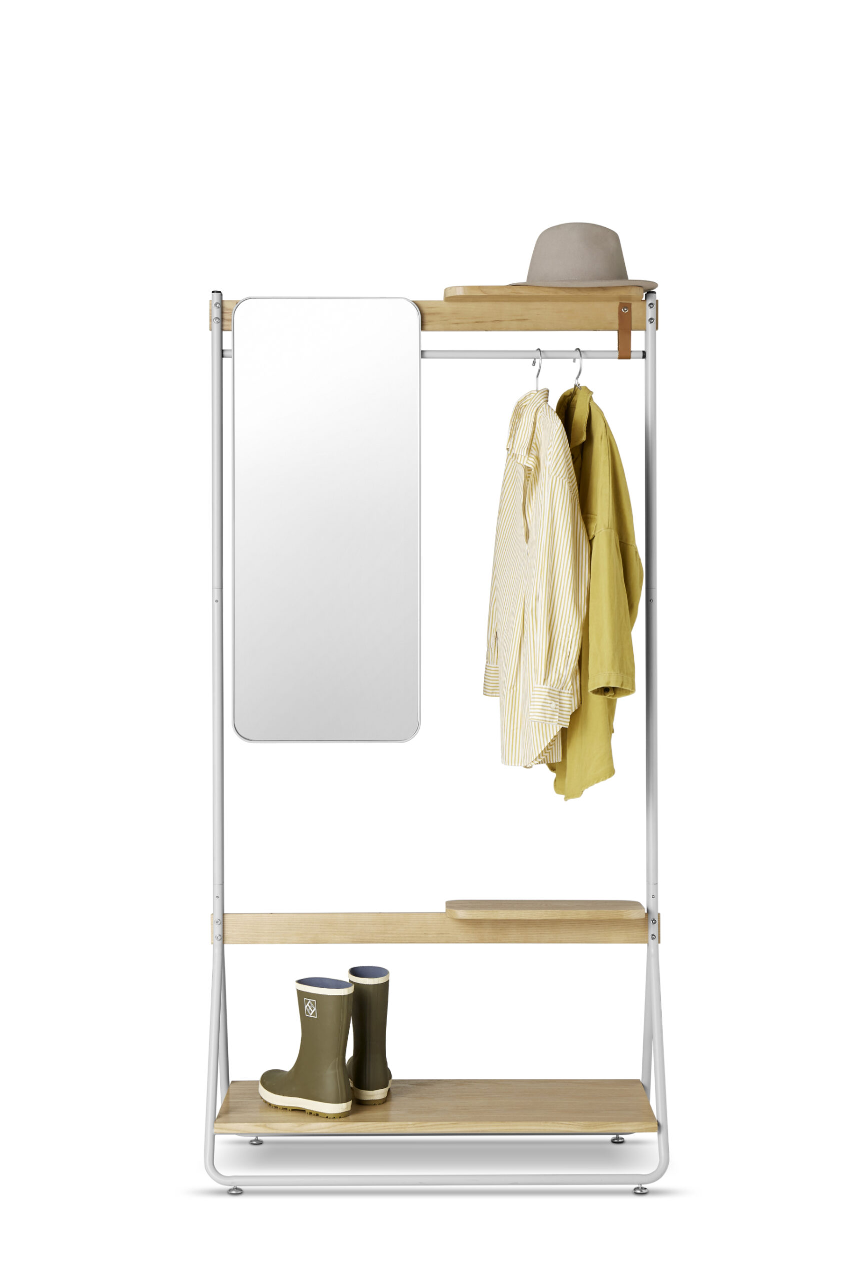 Yes coat rack with Y shaped structure in contemporary interior