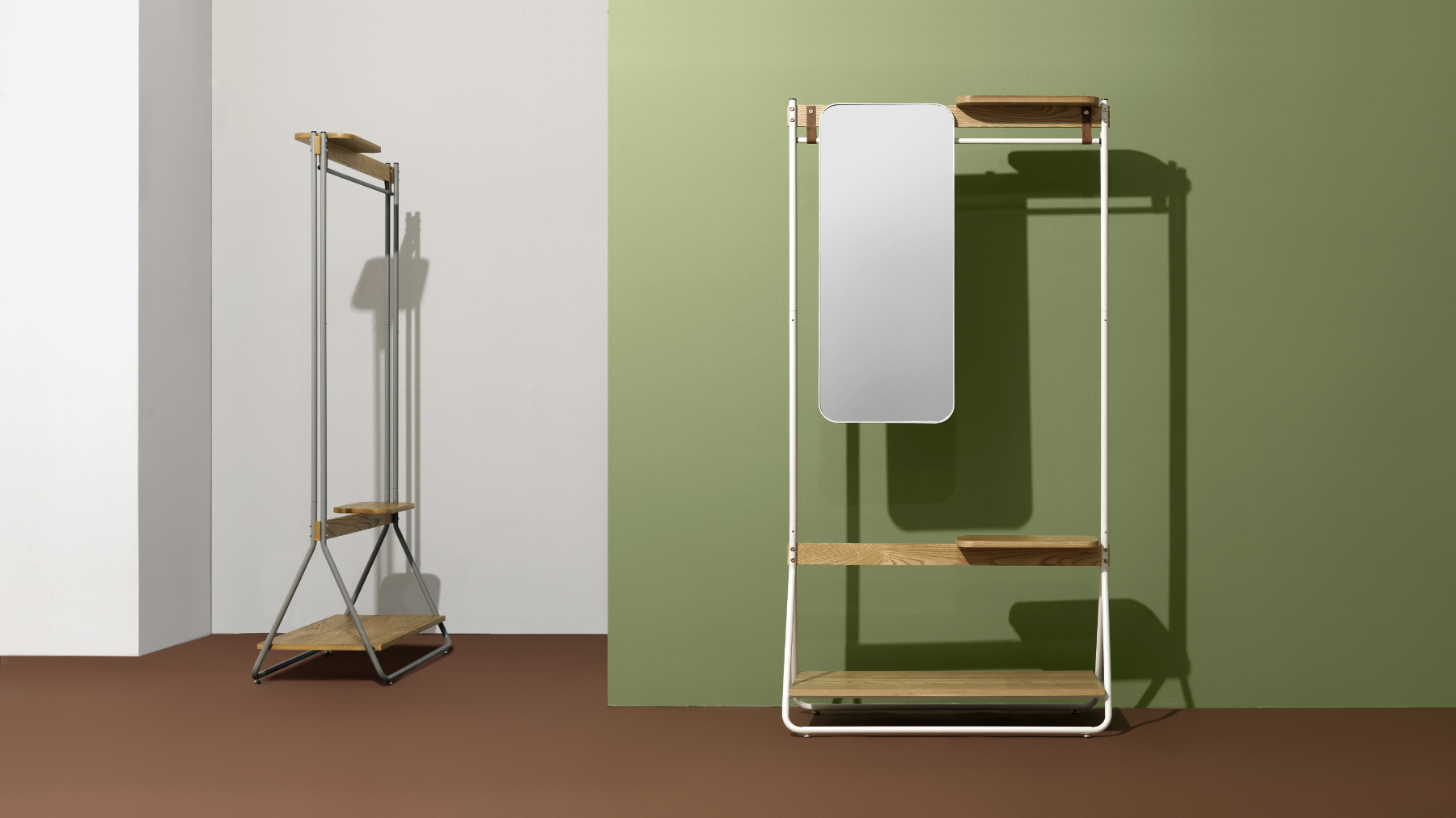 Yes coat rack with Y shaped structure in contemporary interior