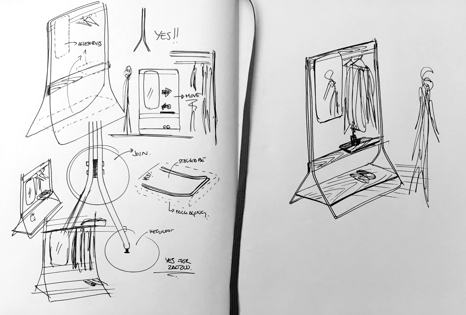 Yes coat rack with Y shaped structure in contemporary interior